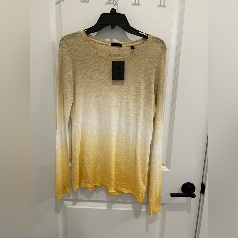 NWT ATM Anthony Thomas Melillo Women's Yellow Gradient Long Sleeve Top